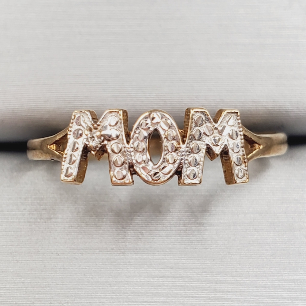 10k Solid Yellow Gold Mom Or Wow Genuine Diamond Accent Ring